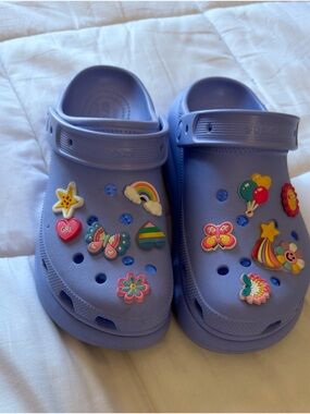 Lavender Clog Shoes with Fun Charms platform adult Crocs